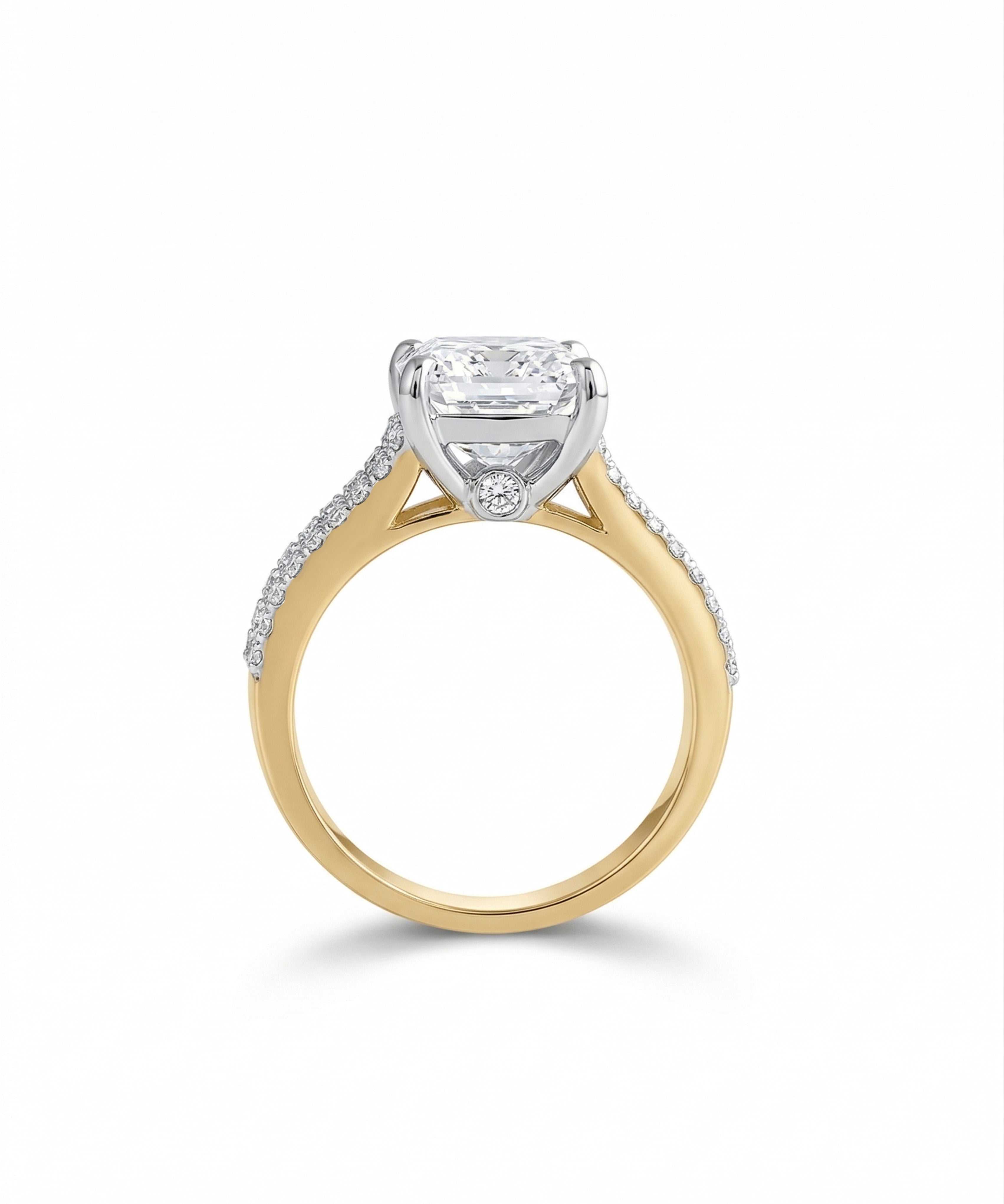 Emerald solitaire, emerald band ring