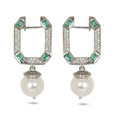 Green Pavillion Pearl Drop Earrings
